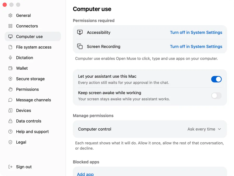 Computer use settings
